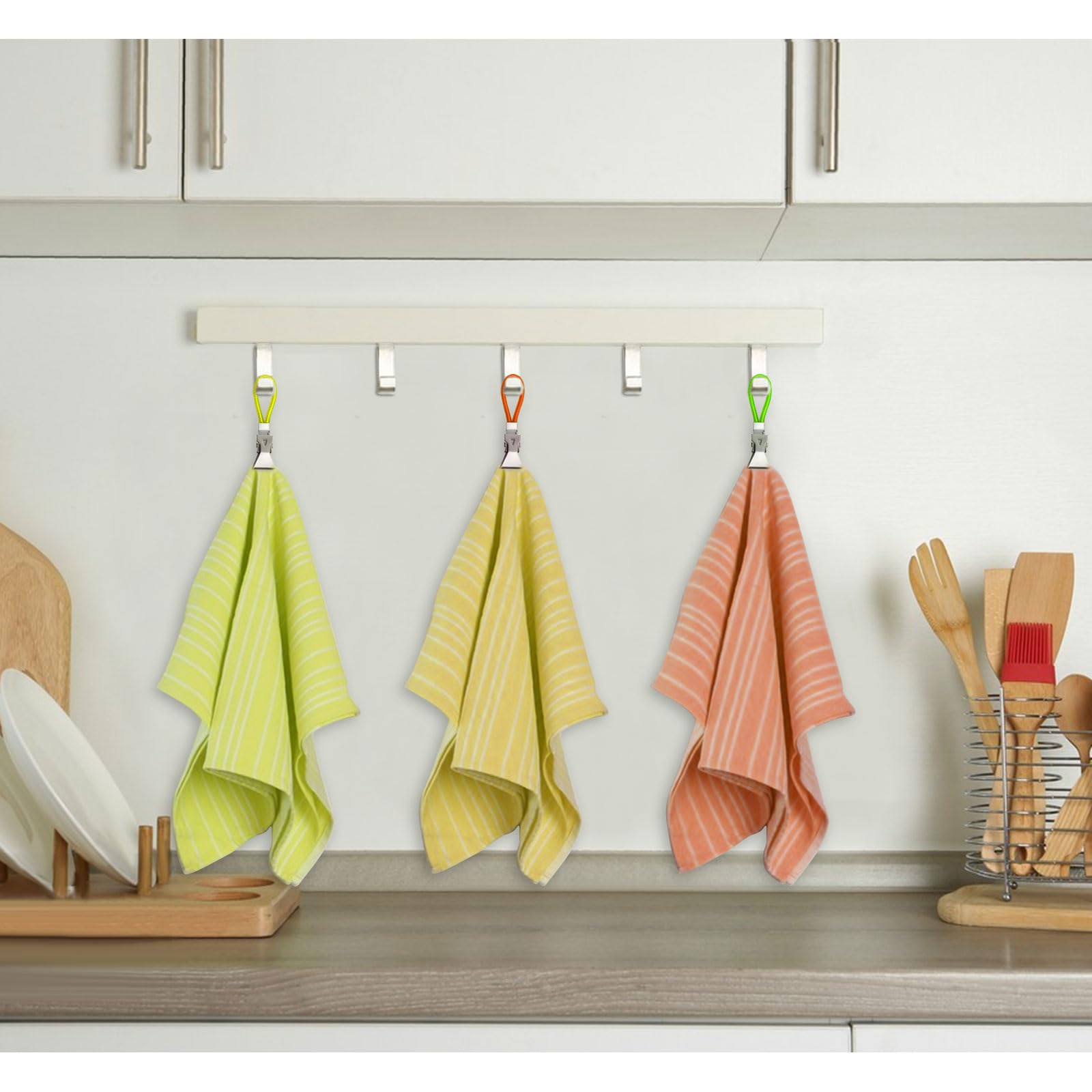 10 Pinces à Serviettes Métal - 5 Couleurs - Pour Cuisine Ou Salle De Bain