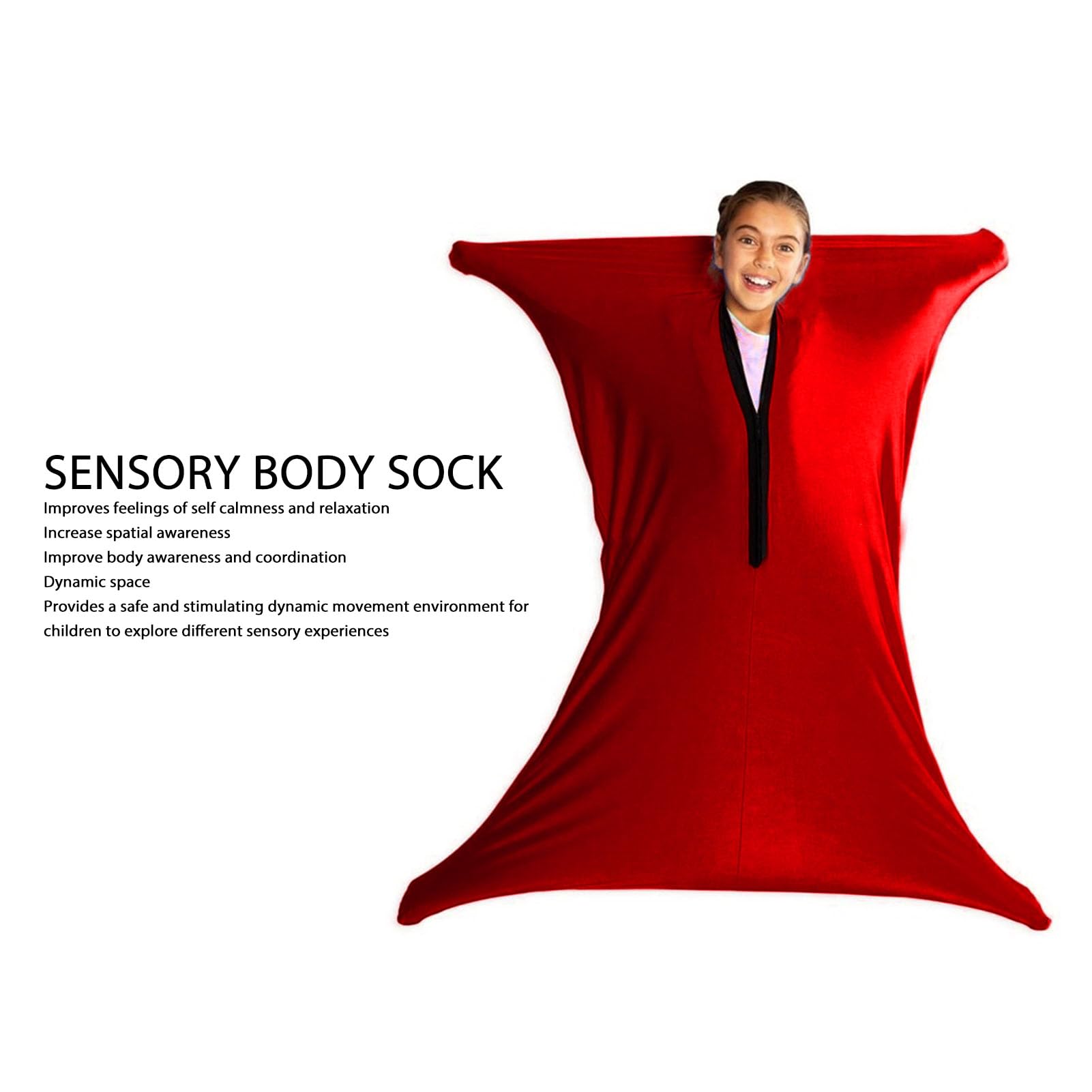 Jiawu Calcetín Corporal Sensorial Dinámico - Calcetines Sensoriales para Niños - Saco Sensorial Elástico para Ayudar a los Niños a Relajarse y Concentrarse - Fácil de Lavar (L)