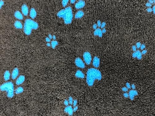 elropet Hundematte vetbed für kleine Hunde & große Hunde/Premium 22mm hohe Qualitätsstufe/Hundedecke S/M/L (Dunkelgrau + Blaue Pfote, S 80cm X 50cm)