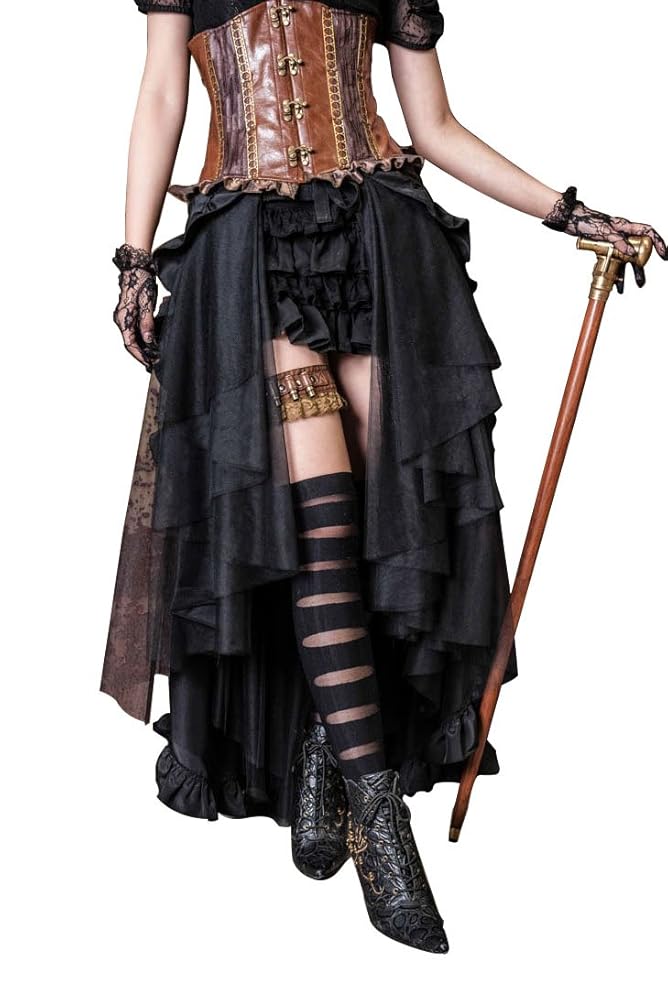 HaoLin Steampunk Retro Victorian Punk Cincher Lace up Long