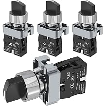 4 Pcs 22mm 2 Position Selector Switch 1NO Momentary Rotary Selector Switch 2 Position Momentary Switch 600VAC 10A XB2-10X/22 for CNC Conveyor Elevator Generator