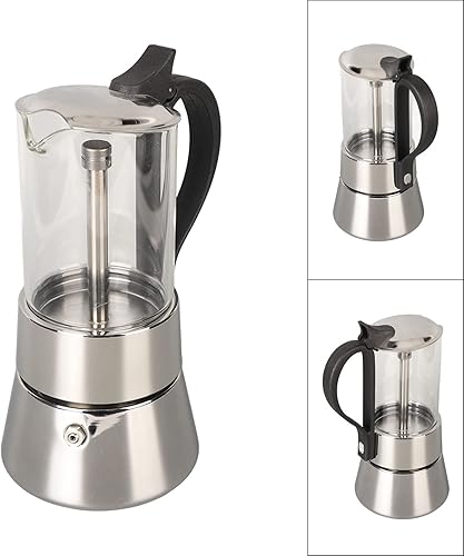 Miniatura 9 de Cafetera para estufa, cafetera italiana clásica, olla moka de acero inoxidable para 4 tazas, cafetera italiana y cubana, cafetera Greca