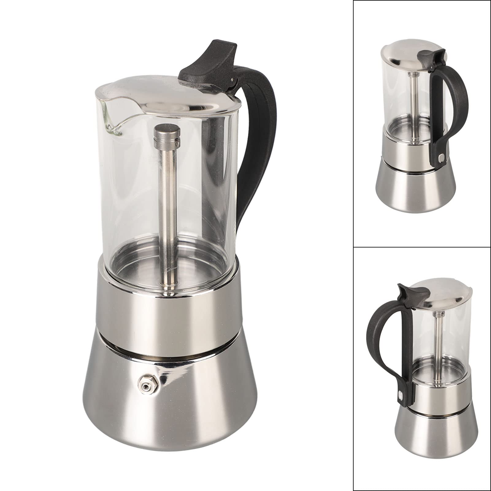 Caffettiera Espresso Caffettiera da Fornello in Acciaio Inossidabile da 300 ml Caffettiera Classica Italiana per 4 Tazze, 7,9x3,9 Pollici
