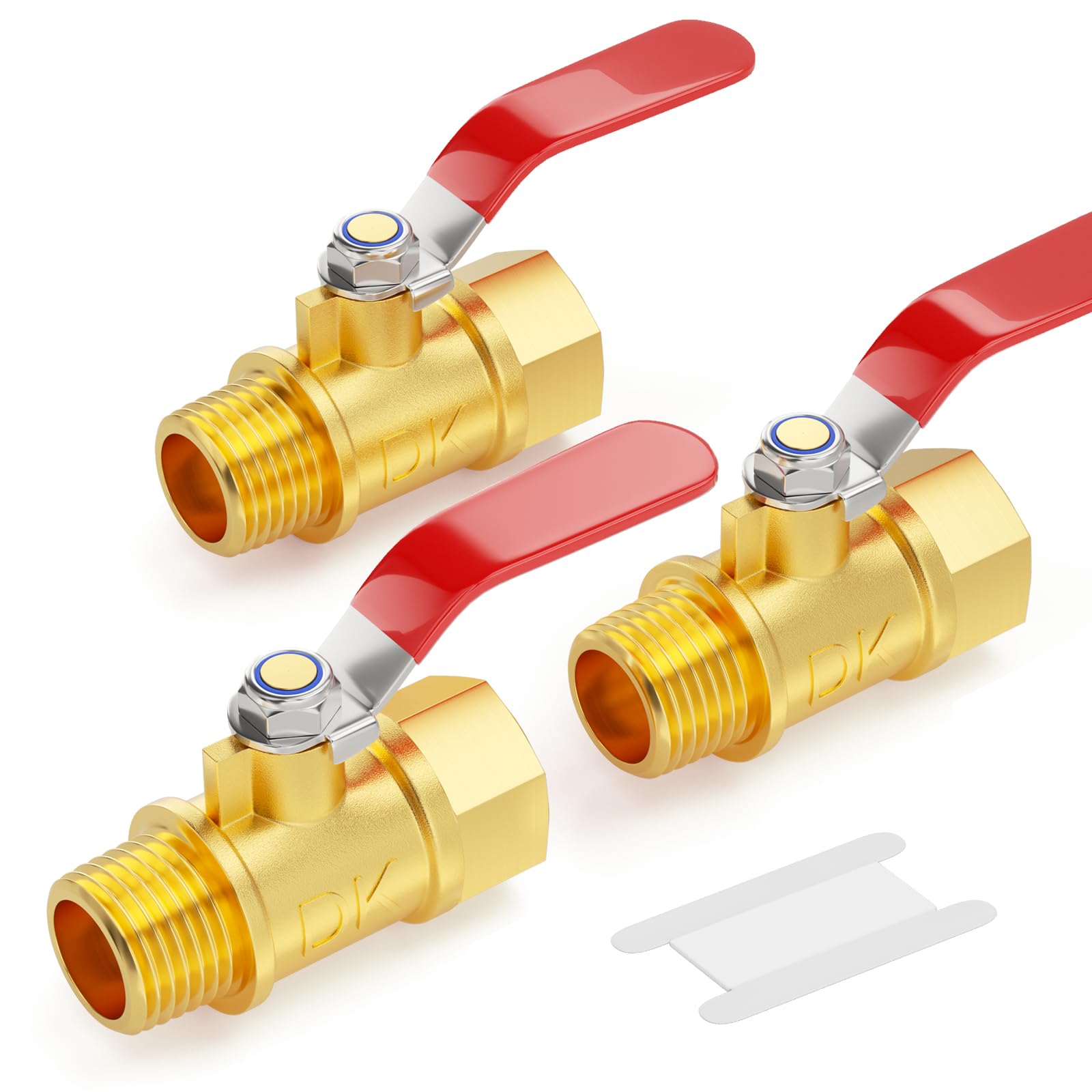 GASHER 3PCS 1/4 Inch Brass Mini Ball Valve, Shut Off Valve, 1/4 Inch Male x Female NPT Thread Pipe Fitting