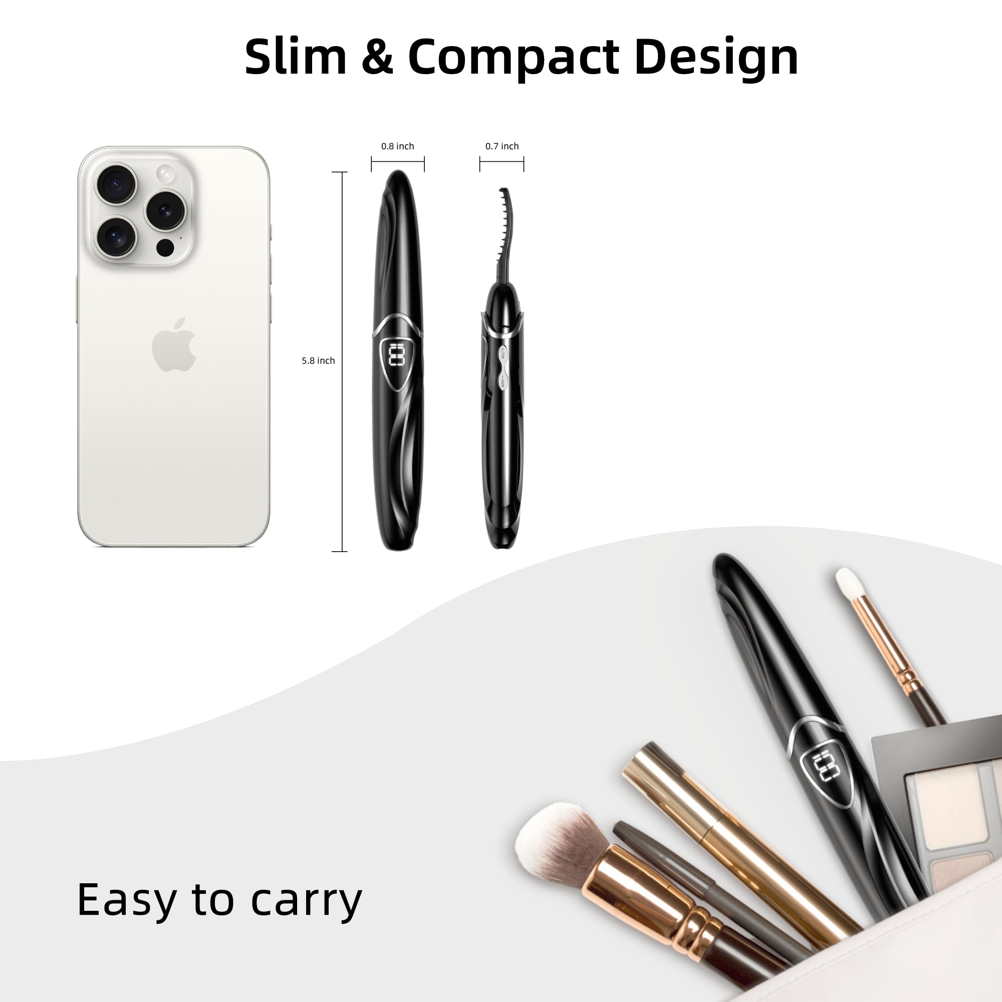 Heated Eyelash Curler, S600 Heated Lash Curler, Accurate Temperature Control Electric Eyelash Curler Heated - Intelligent Power Off, Fast Heating (Beluga/Silver, S600-148MM)