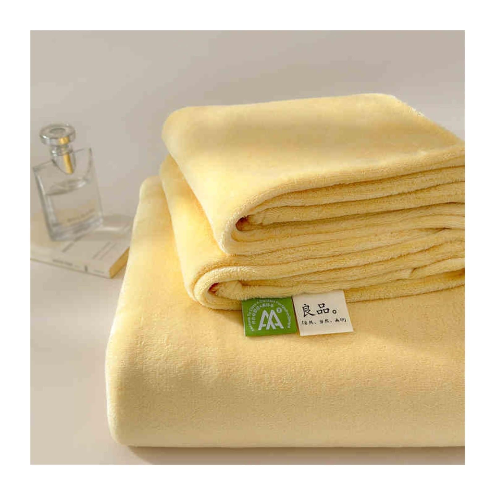 Flauschige Plüsch Bettlaken ohne Gummizug 160x230 200x230 240x250 240x270 Winter Warm Flanell Fleece Betttuch Cashmere Touch Haustuch Laken(Yellow,240x250cm+48x74cm x2)