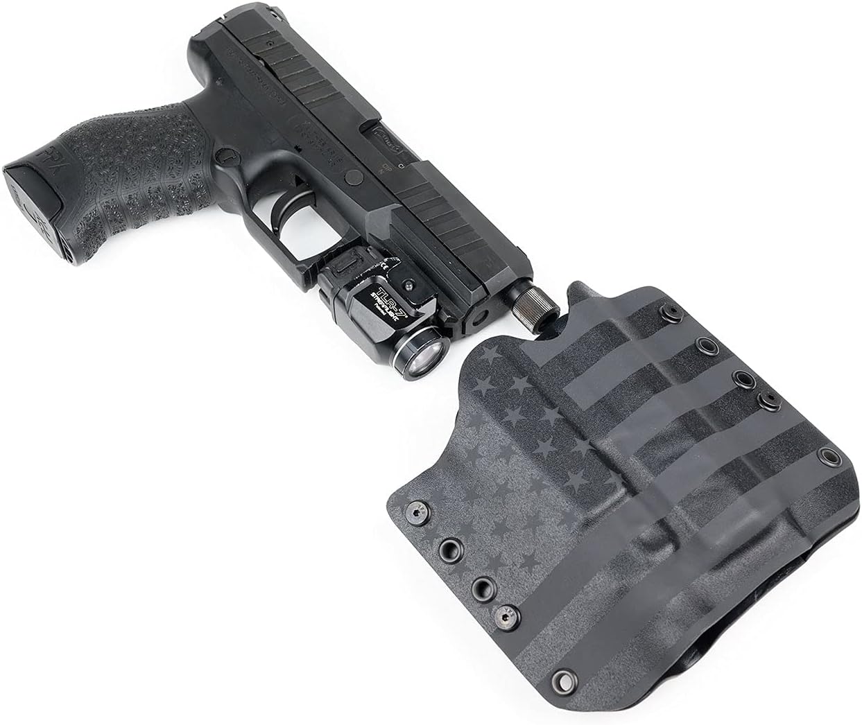 OWB Holster for TLR-7, TLR-7A - Stealth Black USA (Right-Hand, Fits Glock 19,23,32 - Gen 3, 4 & 5 Compatible)