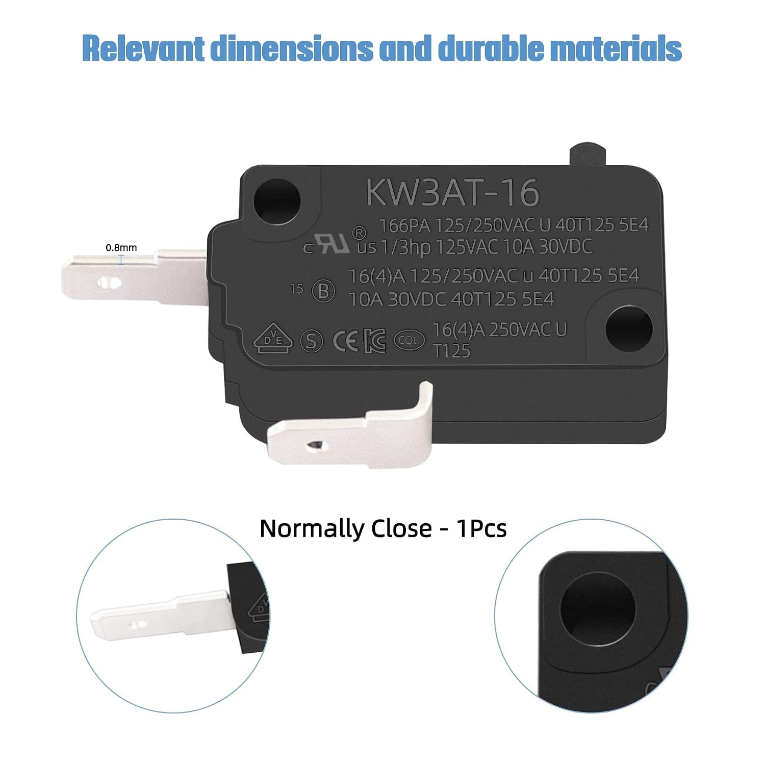 KW3AT-16 Microwave Oven Door Switch 16A 125/250V Door Interloc for KW3A, KW3A-16 (2 Open and 1 Closed)