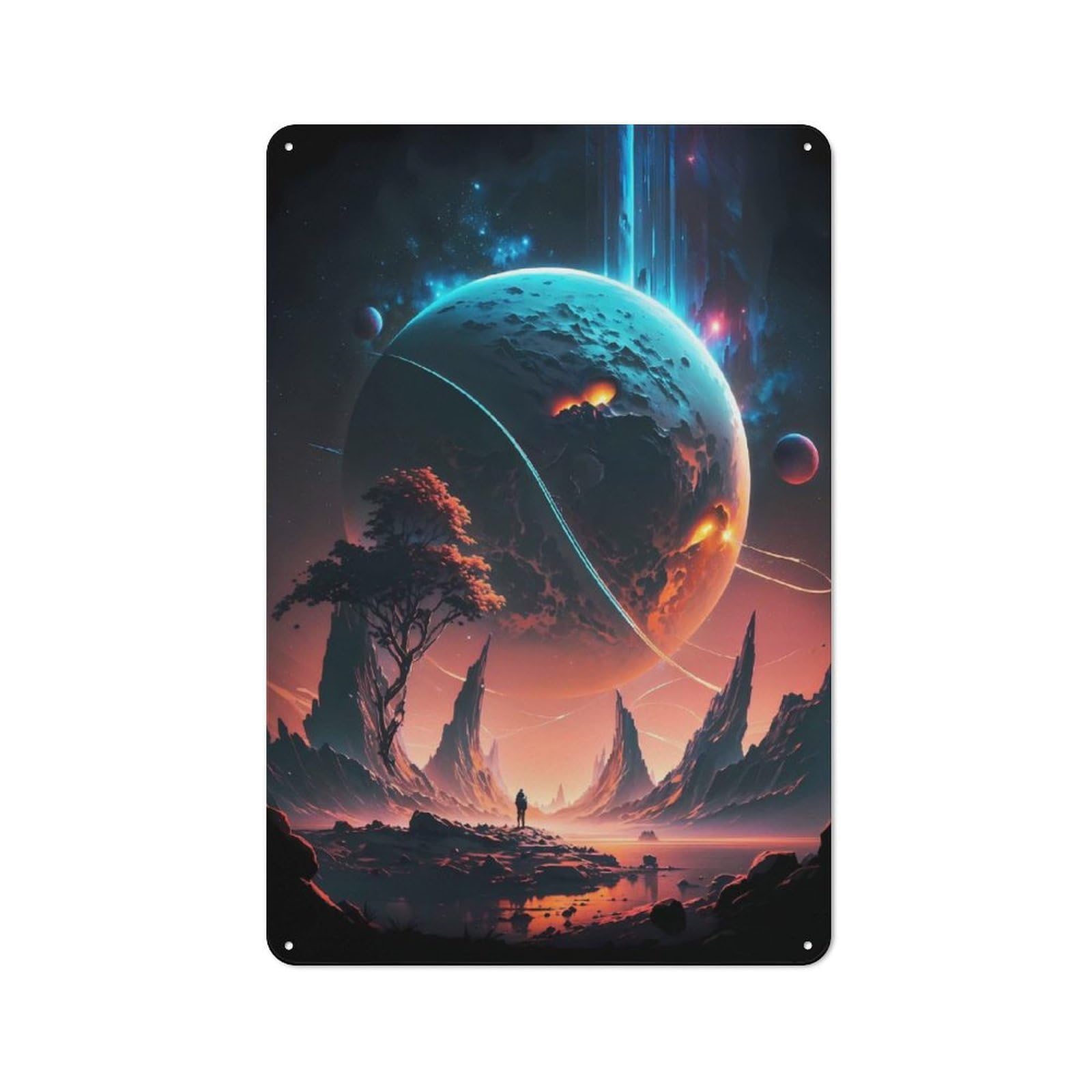 Astral Wanderer Printed Tin Plaque, Clean Printed Wall Decor for Breakfast Nook, Kitchen Wall And Home Cafe, 30x20cm