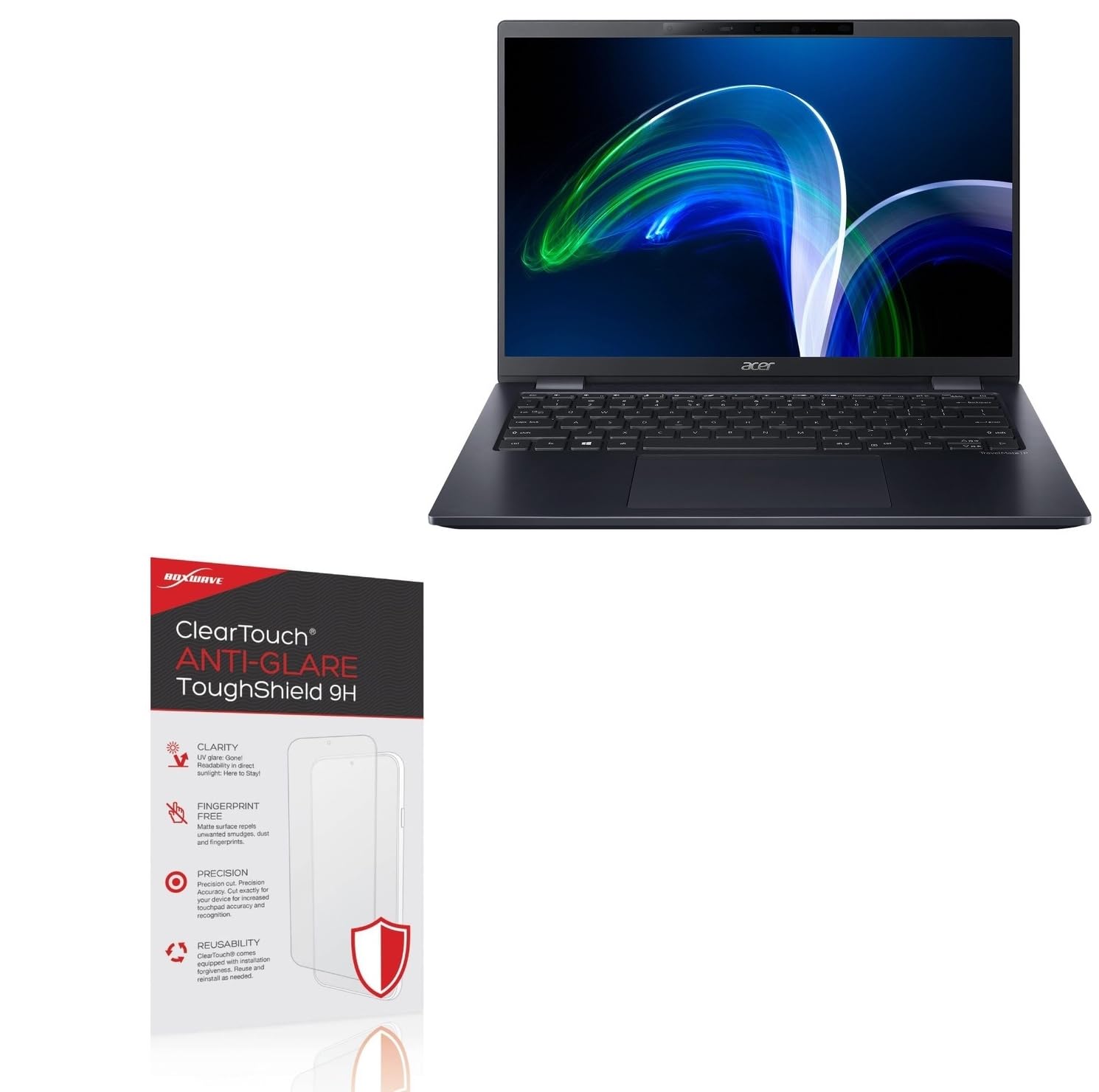 BoxWave Screen Protector Compatible With Acer TravelMate P6 (TMP614-52) - ClearTouch Anti-Glare ToughShield 9H (2-Pack), Anti-Glare 9H Tough Flexible Film Screen Protector