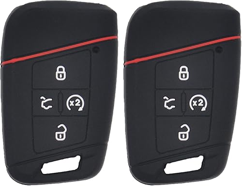 Funda de silicona suave para llavero de automóvil, 2 unidades, para VW Volkswagen Tiguan Atlas Jetta Passat Golf Alltrack Push Start, 4 botones,