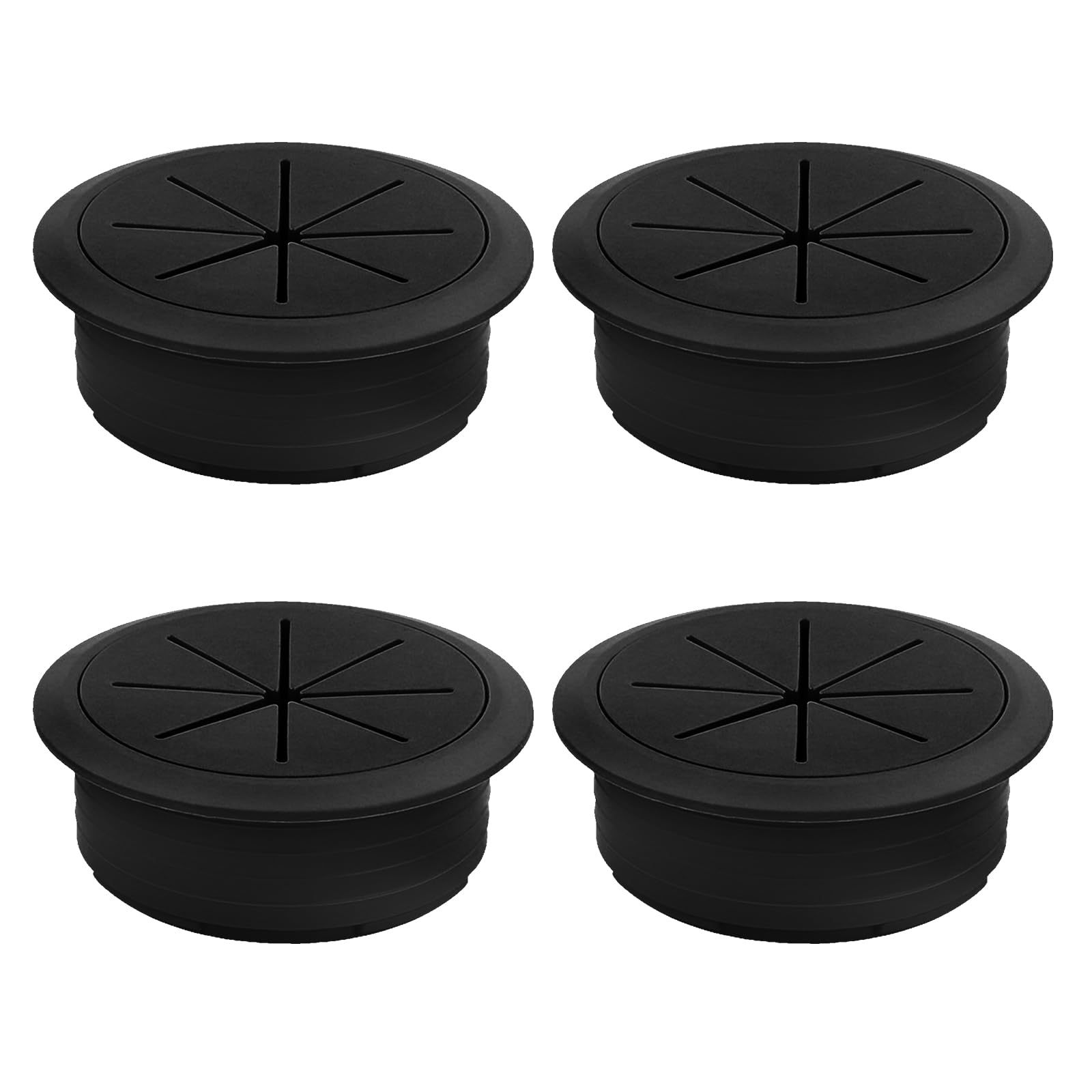 THETAG Passacavo in Plastica Flessibile, 4 Pezzi Tappo Passacavi per Scrivania 50mm Copriforo per Cavi Accessori Posto di Lavoro per Ufficio per Scrivanie Computer, Ripiani e Mobili Nero