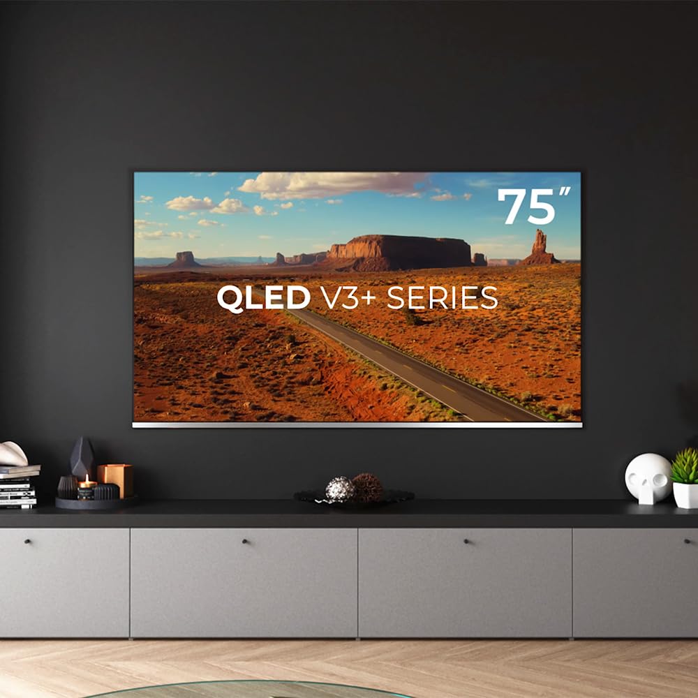 Cecotec TV QLED 75" - Televisore Smart TV V3+ Series VQU30075+S, 4K UHD, Android TV11, Senza Cornice, Assistente Google e Chromecast, Dolby Vision & Atmos, HDR10, HBBTV, 2023
