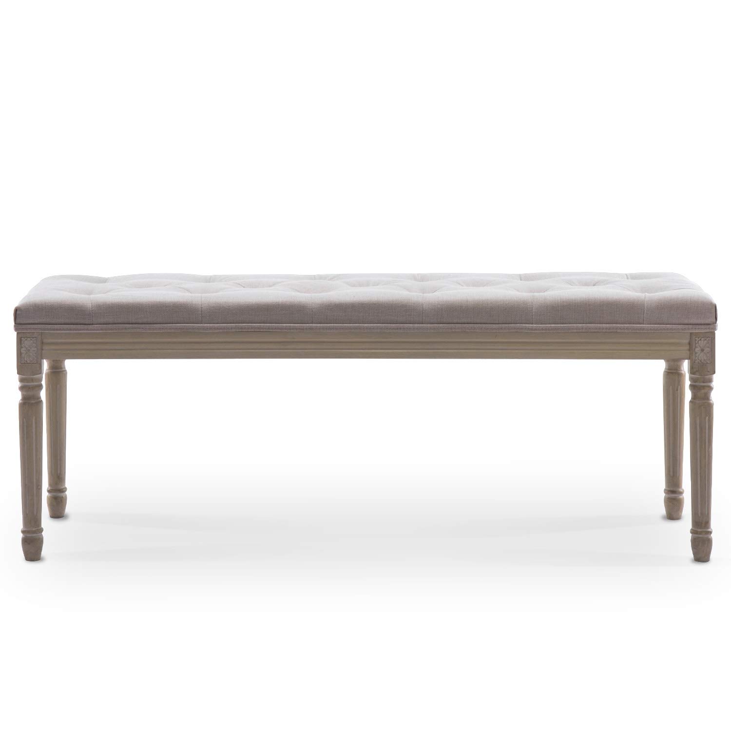 INTENSE DECO Banc capitonné Romane XL Style Louis XVI Tissu Beige