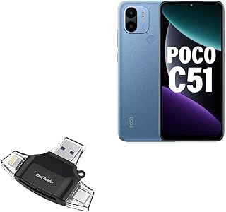 BoxWave Smart Gadget Compatible with Xiaomi Poco C51 - AllReader SD Card Reader, microSD Card Reader SD Compact USB - Jet Black