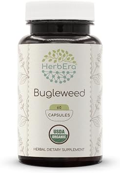HerbEra Bugleweed USDA Organic 60 Capsules | Natural Herbal Supplement | Certified Organic Vegetarian Capsules and Organic Bugleweed Lycopus virginicus Dried Herb 60 Capsules