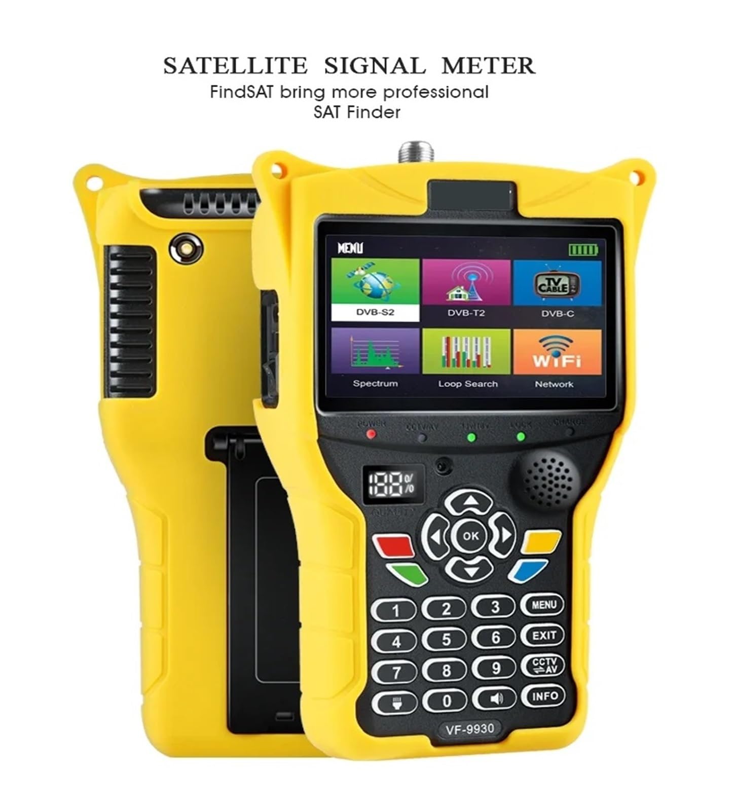 VF 9930 DVB-S2/T2 Buscador De TV Satélite Receptores De TV HD Receptor De Satélite Medidor Prueba De Señal LCD De 4,3 Pulgadas Fácil de localizar(VF9930 No CCTV)