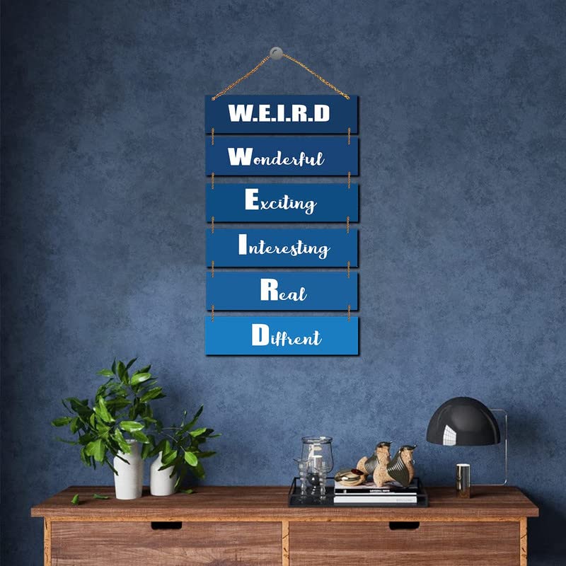 Image of Proxoto Sarcastic Full form of WEIRD Quote Wall Decorative art Pieces | Wall HANGING Best for Living Room | Dining Room | Children Rooms | Bedrooms | Office | Pack of 1 (Navy)