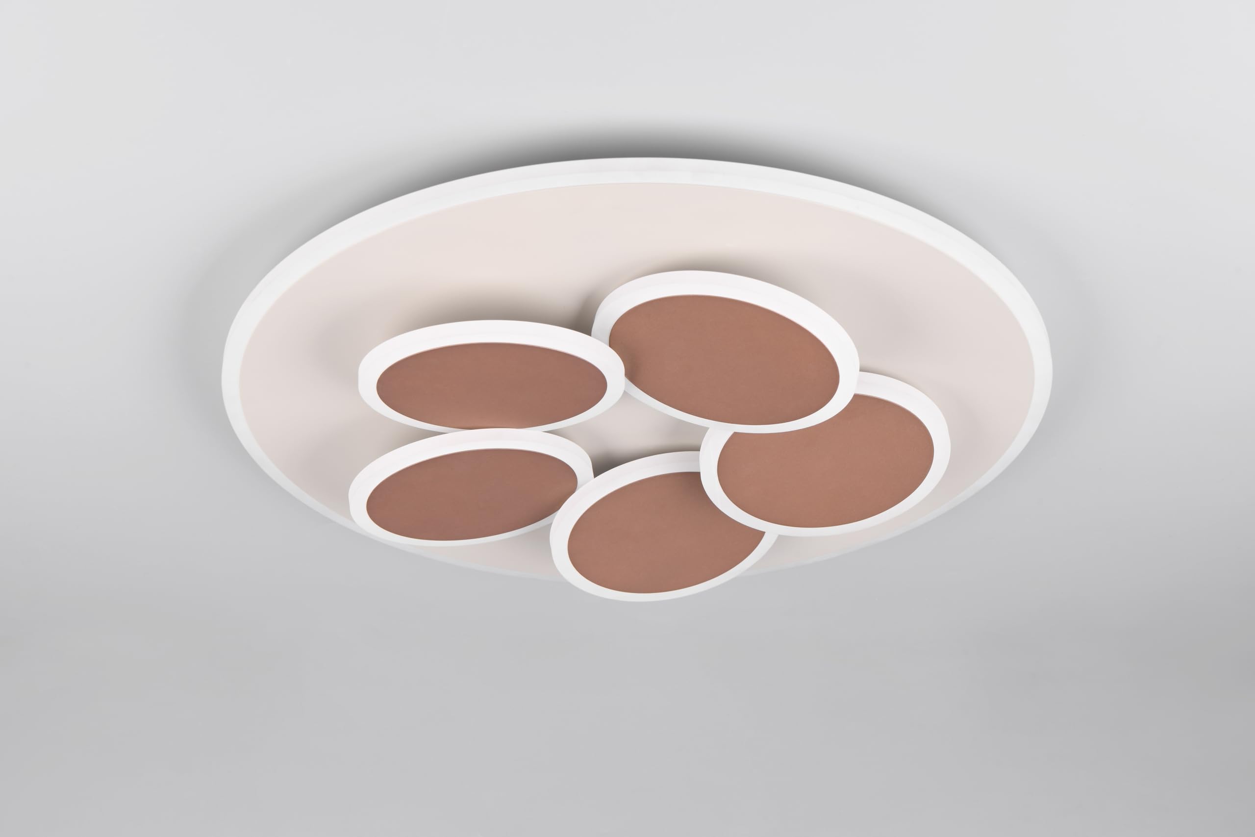 Trio Leuchten LED Deckenleuchte Mandala 653210676, Metall Warm Grey/Coffee, inkl. 35 Watt LED, Fernbedienung, Switch Dimmer, Lichtfarbe einstellbar, Timer, Nachtlicht