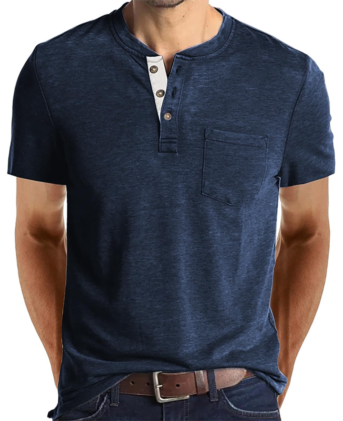 FANARCHER Men’s Henley Short Sleeve T-Shirts Casual Tee Shirts Cotton Summer Tops