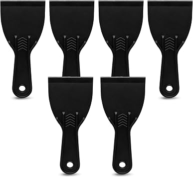 Flexible Plastic Putty Knife Set, 6pcs Scraper for Spackling