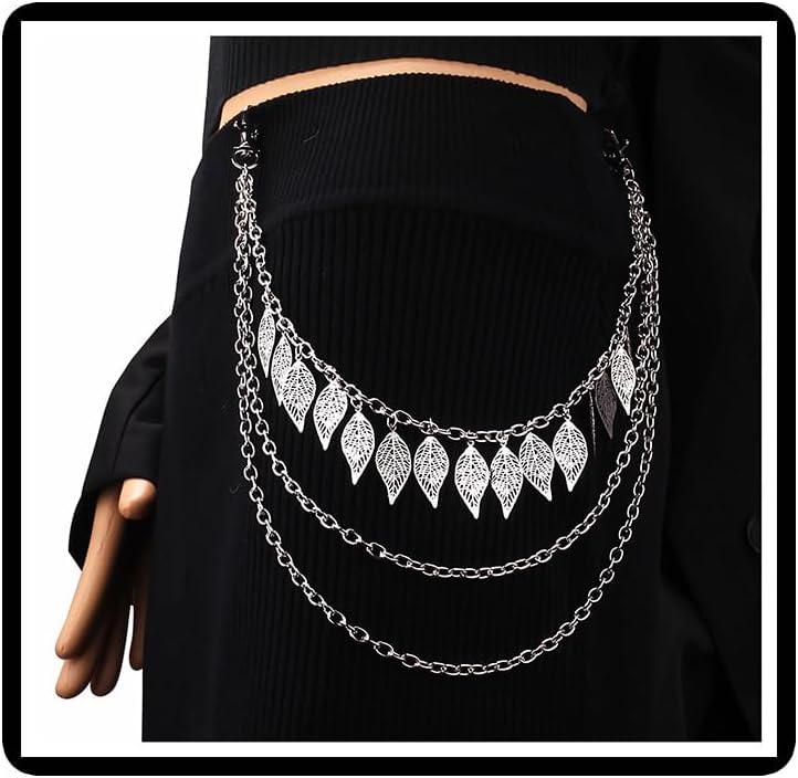 ZOYLINK Punk damesbroekketting, jeansketting, portefeuille, ketting, mode, hiphop-ketting, geldbos, ketting voor dames, zilver, Eén maat