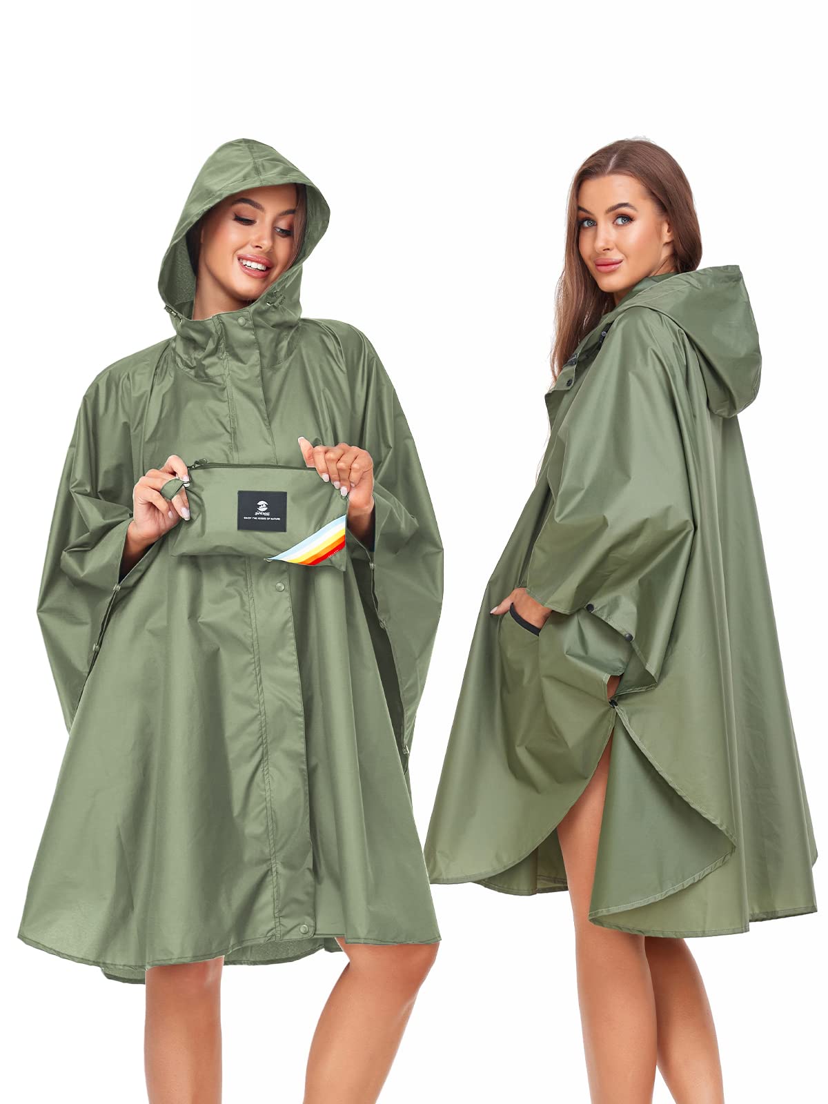 SaphiRose Poncho de pluie imperméable à capuche pour hommes et femmes, pour adultes