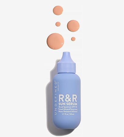 Undefined Beauty R&R Sun Serum SPF 50 PA++++ Tinted Mineral Sunscreen with Niacinamide, Water Resistant Broad Spectrum Protection & Blue Light Defense (Light Tint)
