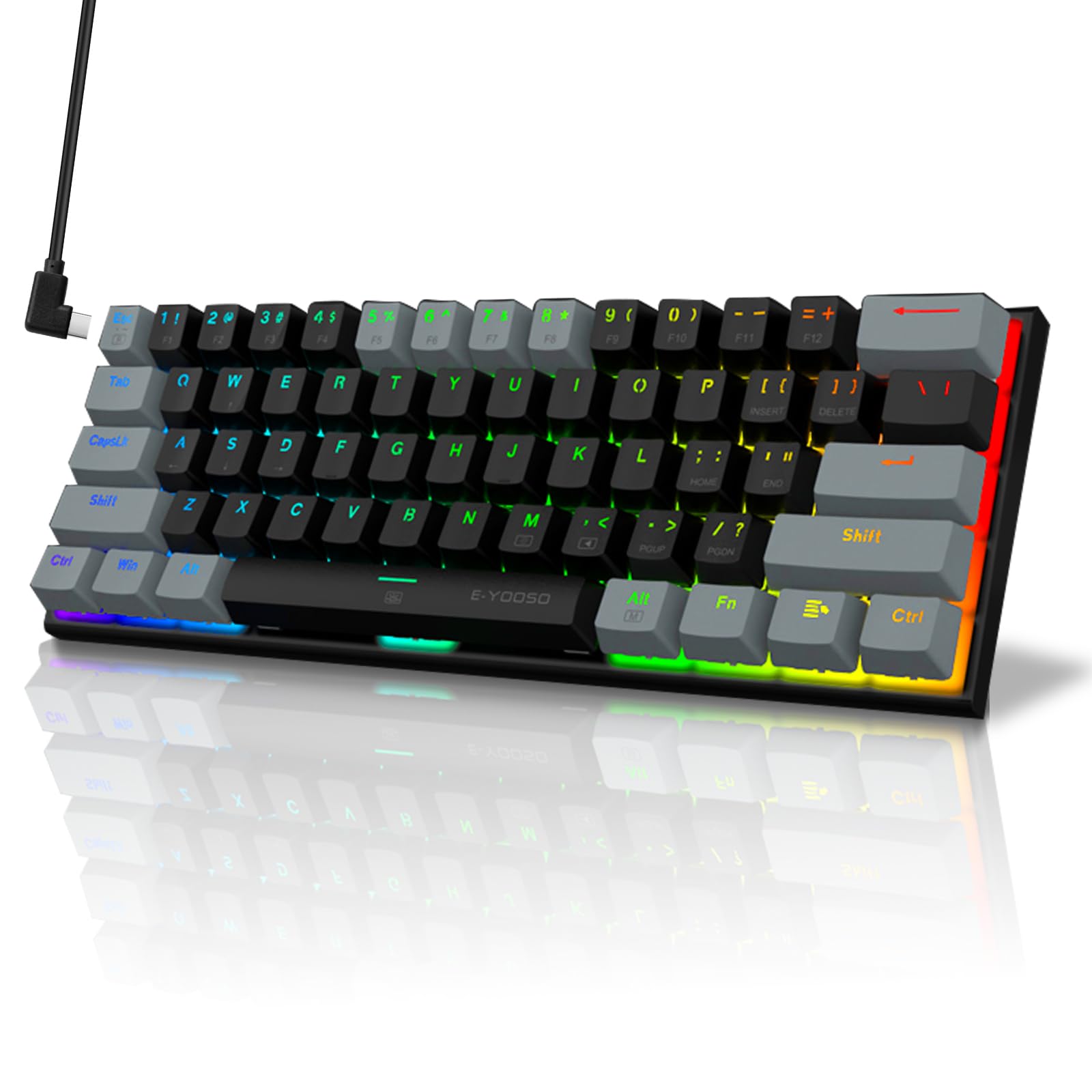 Premium Wired Versatile Mechanical Keyboard,CNC Aluminum,22 RGB Backlit,Blue Switch,Hot Swappable Socket,PBT wear-Resistant keycaps,60% Compact,Ideal for Gaming/Typing/Home/PC Computer/Mac/Laptop