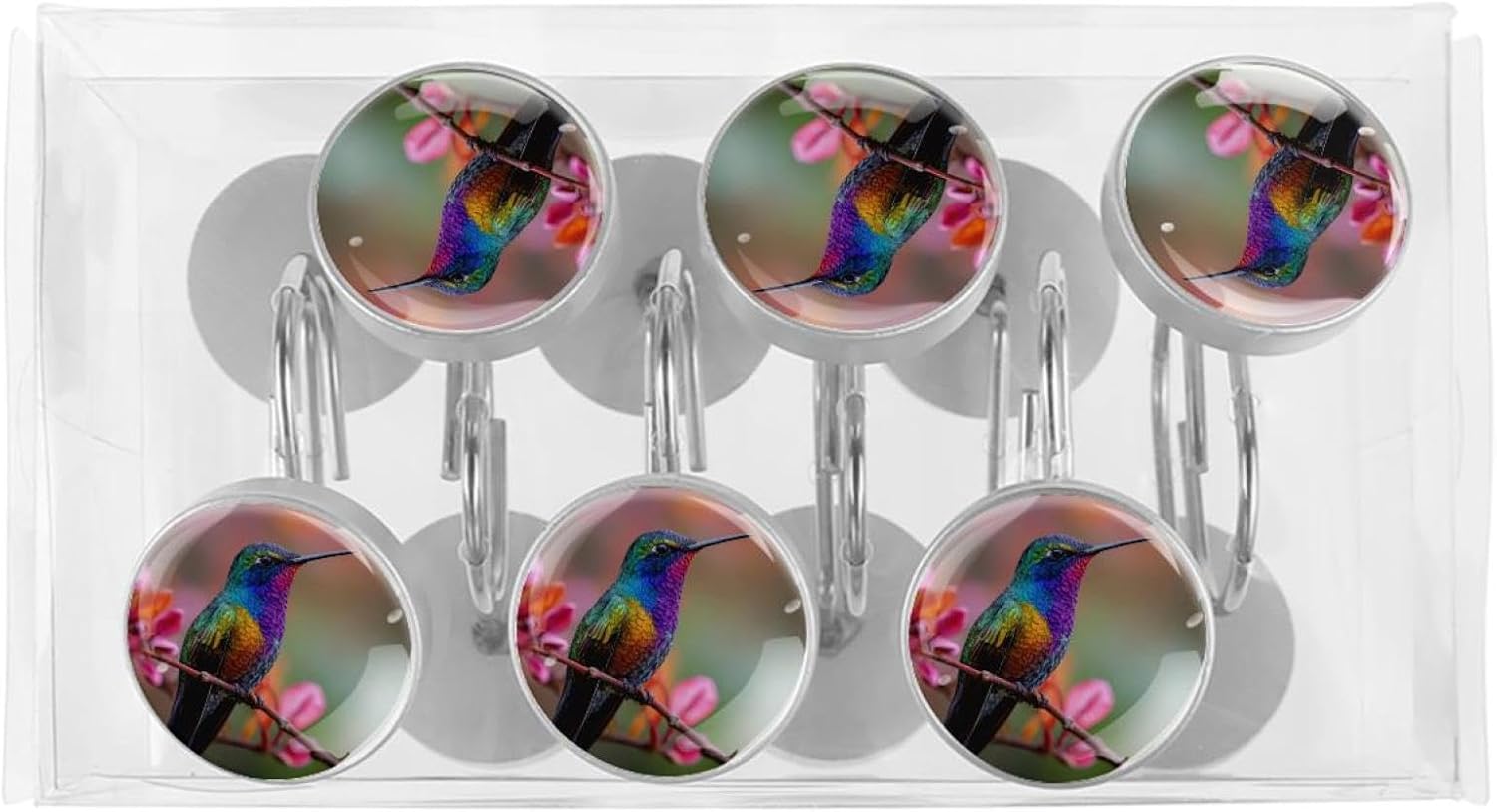 12PCS Hummingbird (2) Shower Curtain Hooks Metal Rust Resistant Decorative Shower Curtain Hooks Bathroom Decorations