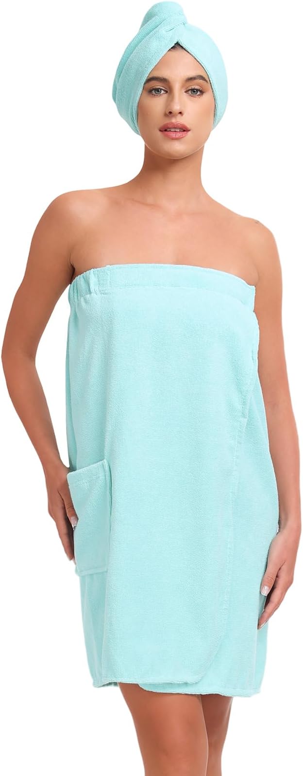 Knuffnee Women Wrap Towel Shower Spa Wraps Terry Cloth Bathrobe Adjustable Bath Wrap