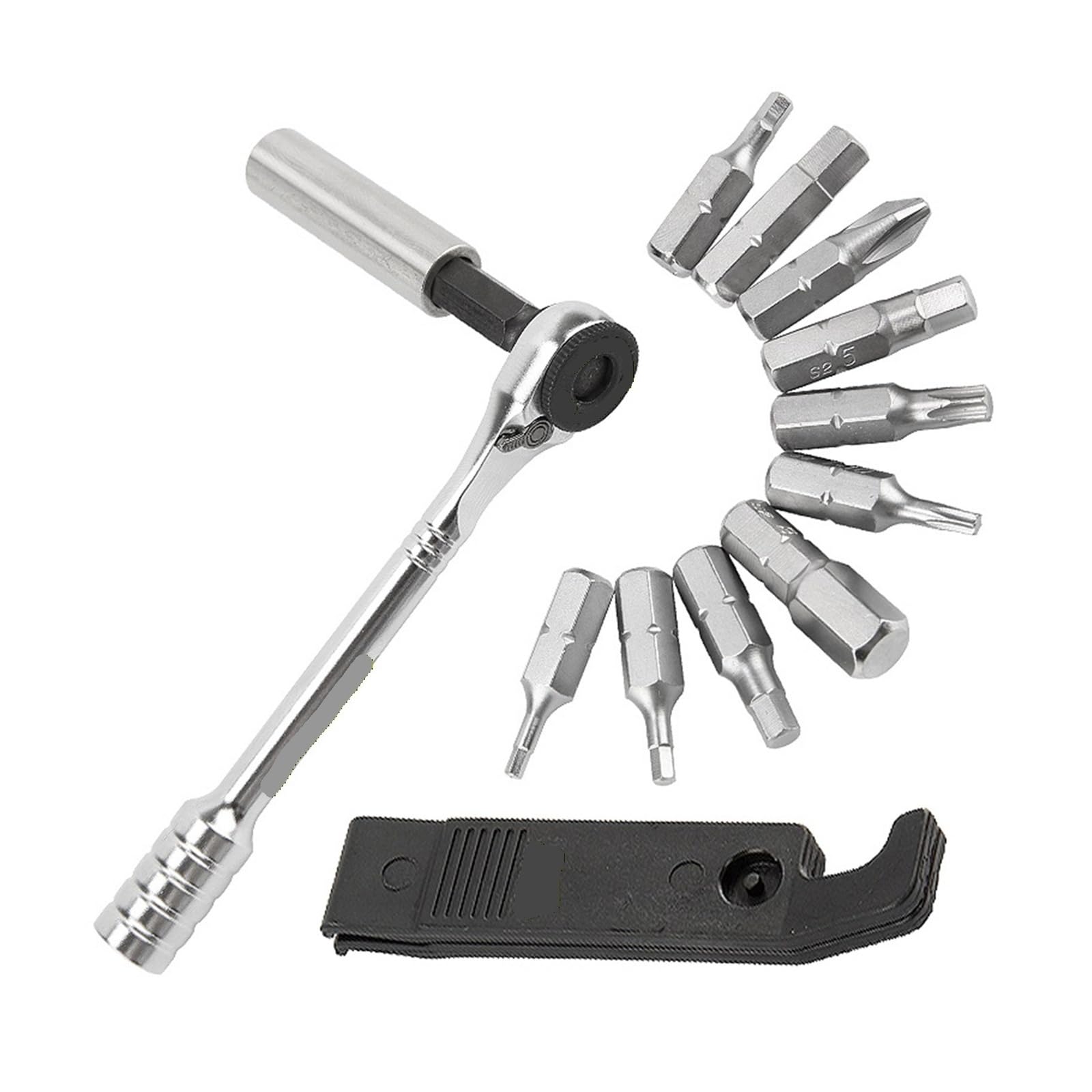 Generico Herramientas de reparación Bicicletas Carretera TT2524, Llave Torx Hexagonal 15 en 1 con trinquete Lite