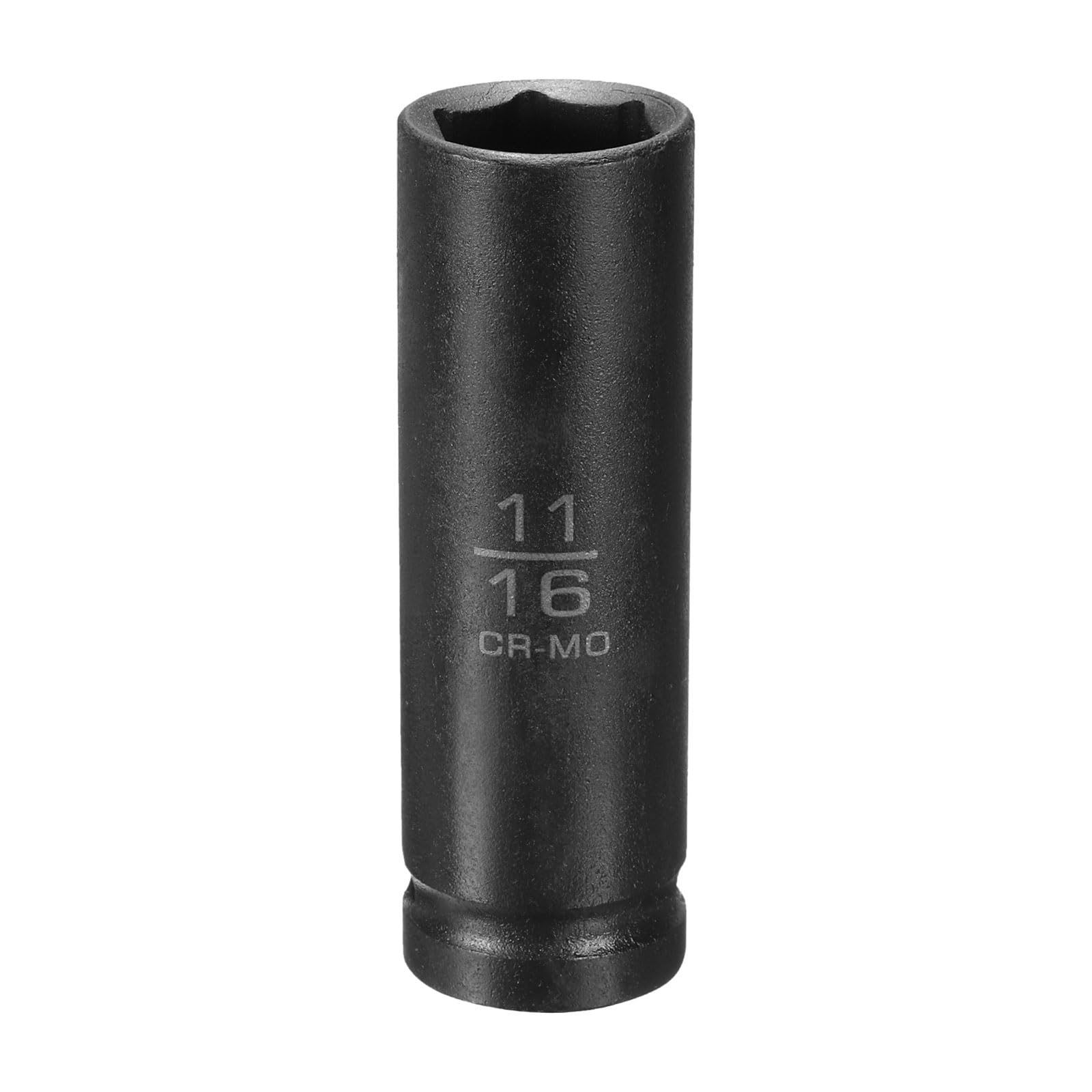 sourcing map 6 Point Shallow Impact Socket 11/16" Socket 1/2" Square Drive 78mm (3.1") Long 40CRMO for Home Auto Axle Hex Nuts Bolts Repair, Black