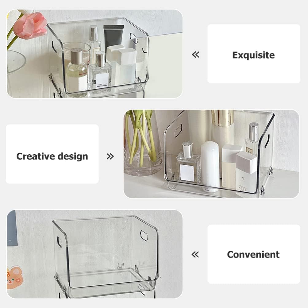 Storage Bins 2pcs Acrylic Desk Organizer Clear Office Desktop Accessories Stationery Pen Organizer for Desk Home Art Stationery Office Supplies Stackable Storage Bins