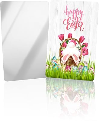 OComster Spring Easter Compact Mirror Bulk Mini Card Mirror, Bunny Tulip Easter Basket Eggs Small Compact Mirror for Purse, Rectangular Handheld Pocket Makeup Mirror