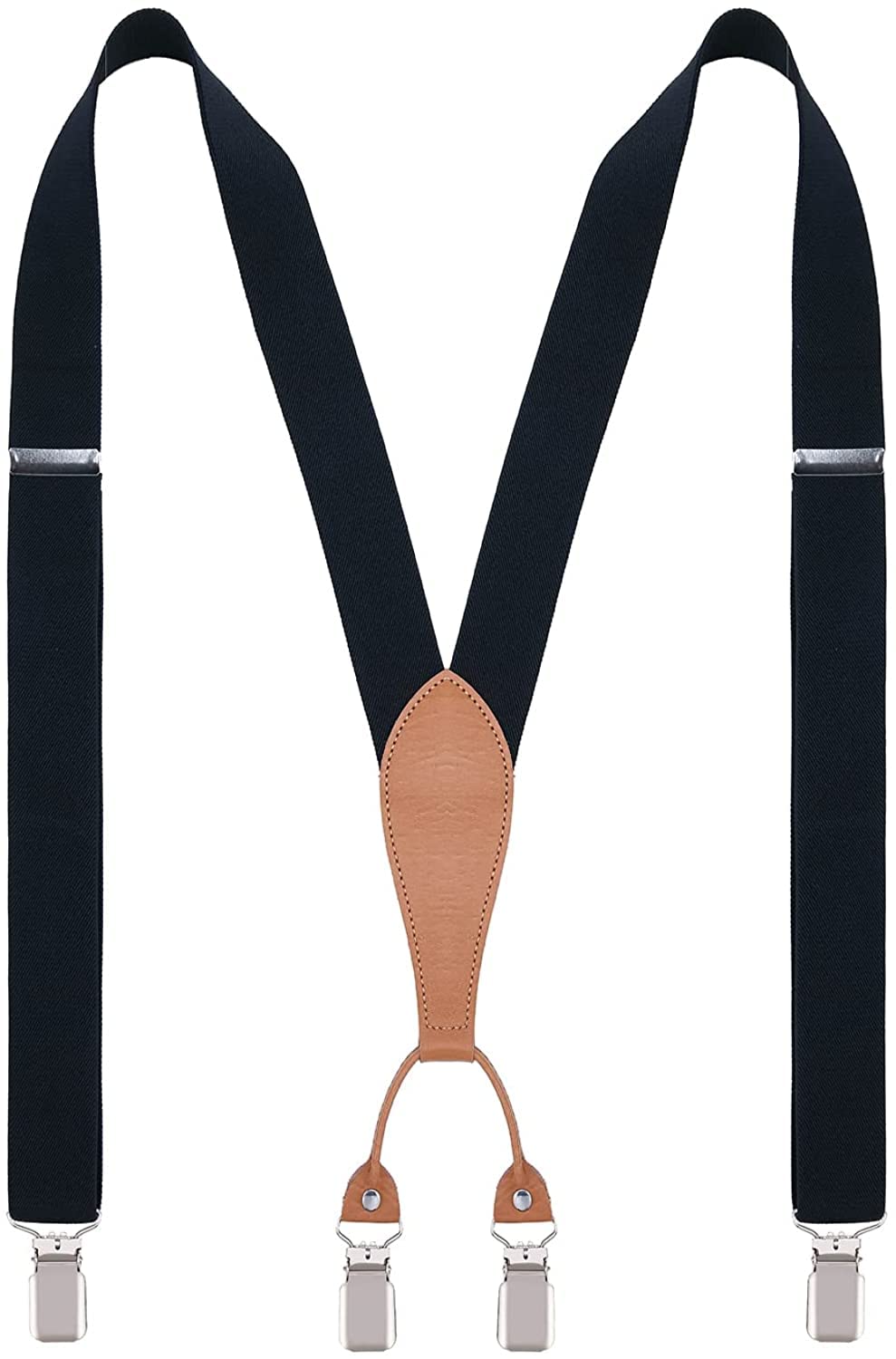 DEOBOX Suspenders for Men Adjustable Heavy Duty Y Back with 4 Solid Straight Clips