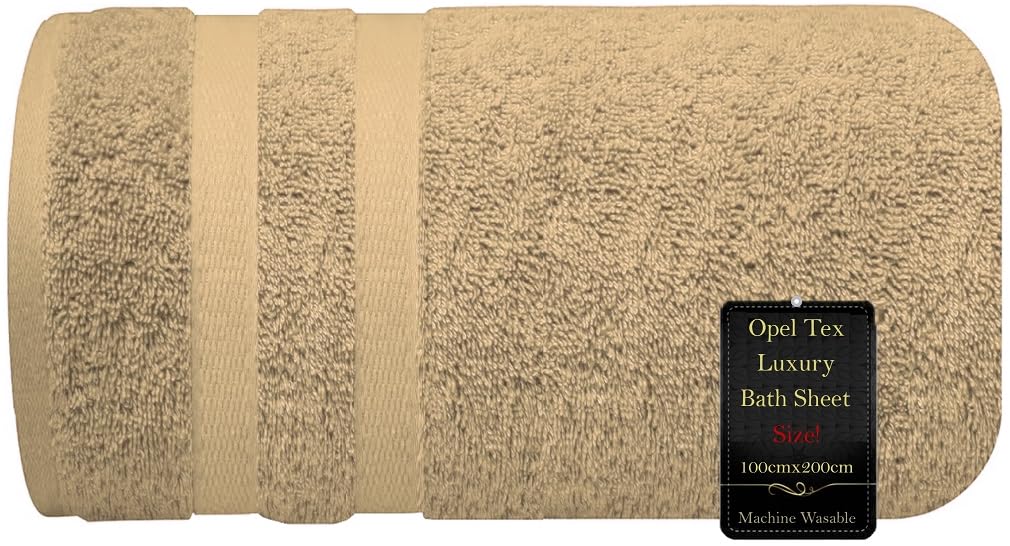 Super Jumbo Bath Sheet (100cm x 200cm-600GSM) 100% Egyptian Cotton Extra Large Bath Towel Super Soft Hotel Quality Towel Quick Dry XXL Bath Sheet Big Towels & Beach Towels (Latte)