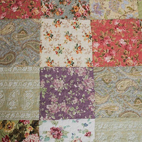 5Pc Cottage Country Floral Patchwork Reversible Cotton Quilt Set King Size #TOP2
