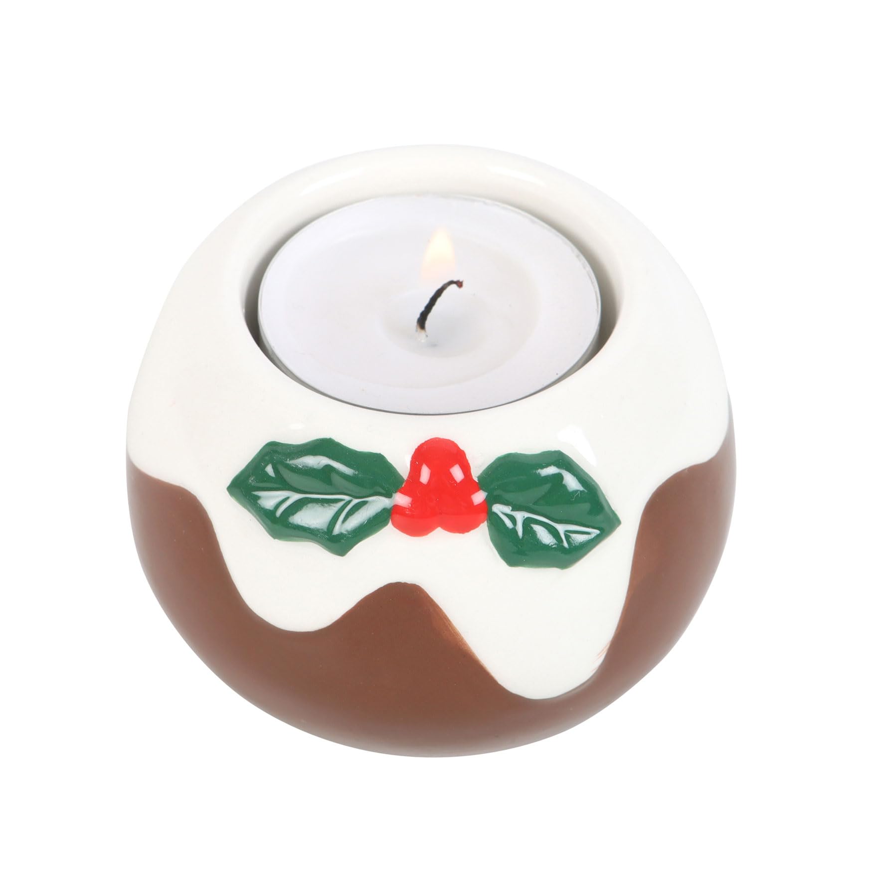 Christmas Pudding Tealight Candle Holder - Festive Ceramic Candle Holder for Holiday Decor, Elegant Home Accent, Unique and Charming Design