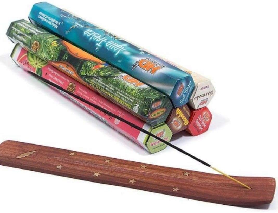 Orret Home 120 Adet 6 Paket Karma Tütsü ve Kayığı, Çubuk Seti ve Ahşap Tutucu