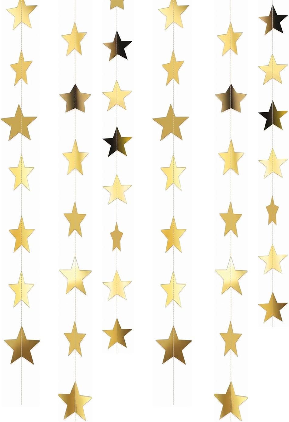 6PCS Glitter Gold Star Garland - 78 Feet Double Side Paper Hanging Star Streamers Decorations for Birthday Wedding Engagement Homecoming Classroom Party