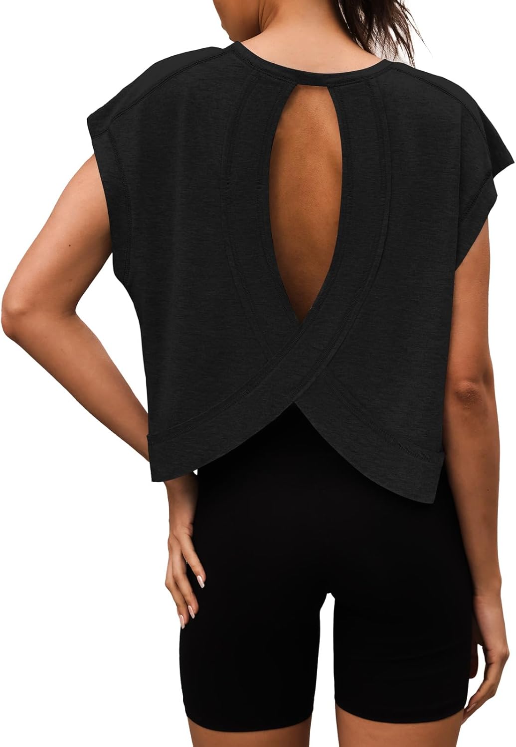 3rd hill Women Open Back Workout Shirts Short Sleeve Tops Casual Yoga Y2k Athletic Gym Running Crop Tees - Image 6