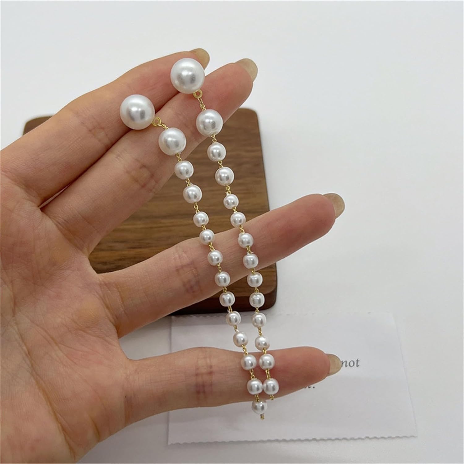 Pearl Earrings for Women Dainty Hoop Dngle Earrings Gold Bow Earrings Stud Elegant Jewelry Long Silver Pearl Drop Earrings for Bridal Wedding(G-Gold) - Image 8