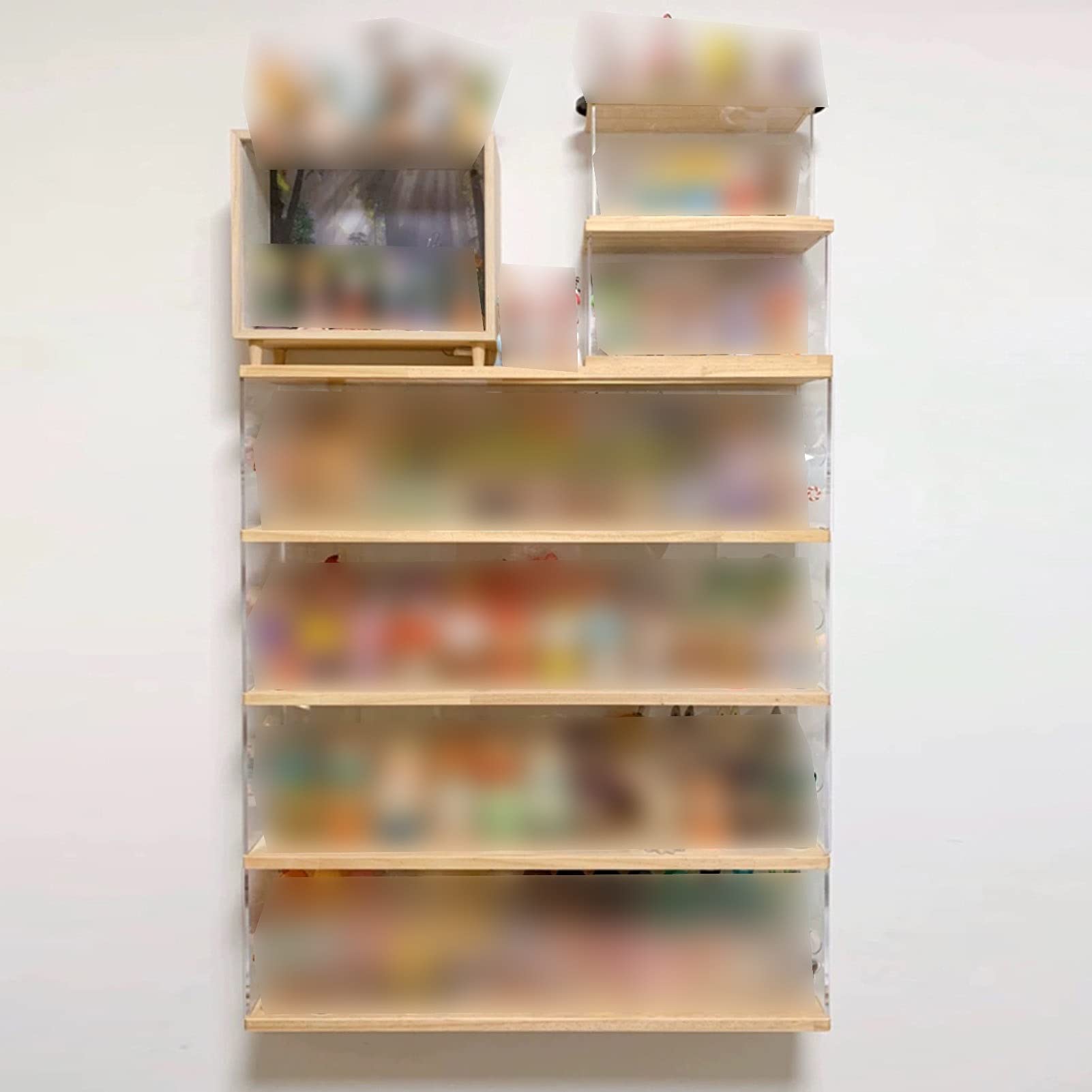 WIGING Acryl Vitrine Schaukasten, Riser Collectibles Staubdichtes Organizer-Etui, Abnehmbare Holzschutzbox für Puppen-Minifiguren, 4 Größen (Color : Clear, Size : 500x120x530mm)