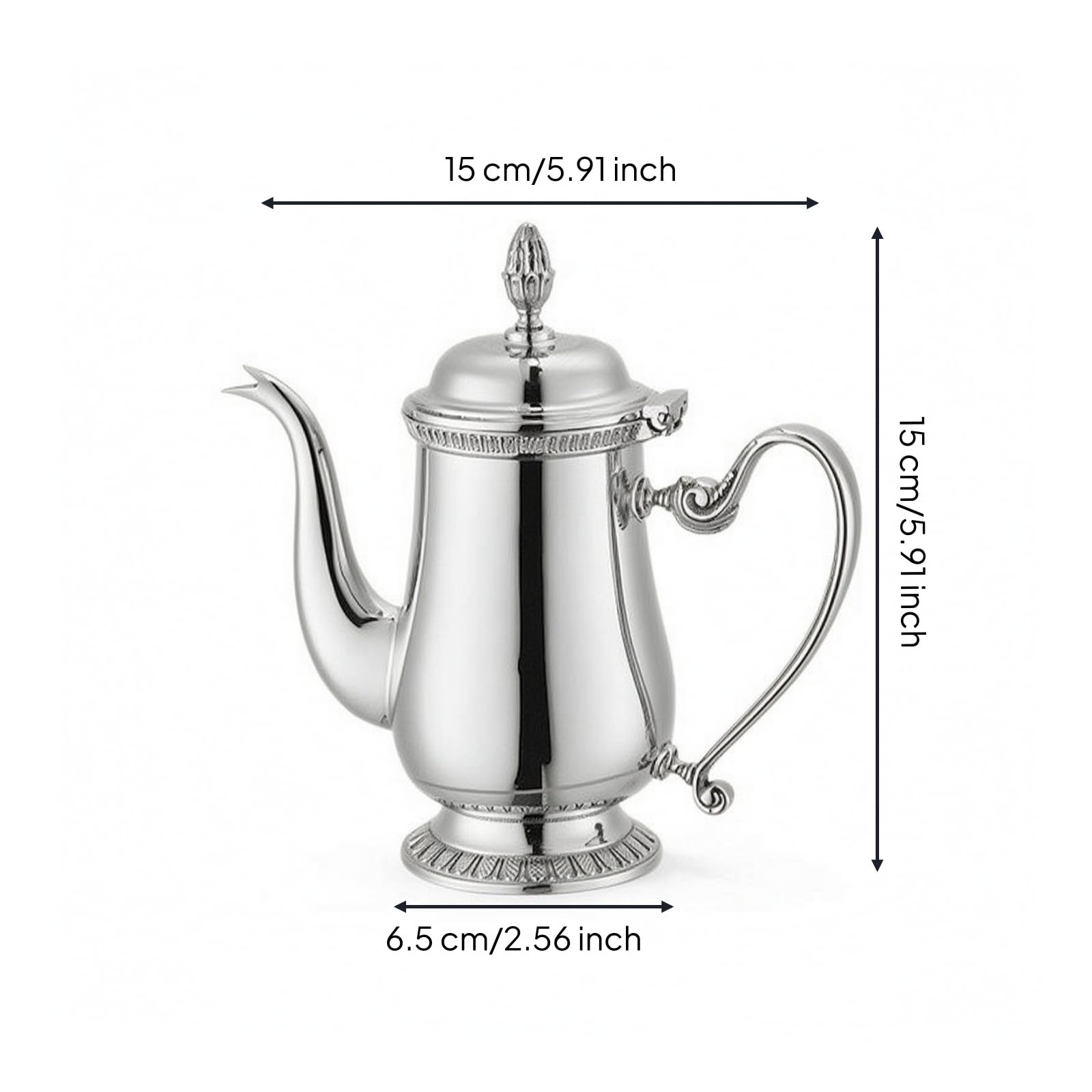 Amagogo Cafetera Clásica Cafetera Tetera Jarra Servidor de Bebidas de Acero Inoxidable con Tapa Ajustada para Mantener Adecuada para de Hostelería Recepción de, Pequeño 15cm X 15cm X 6.5cm