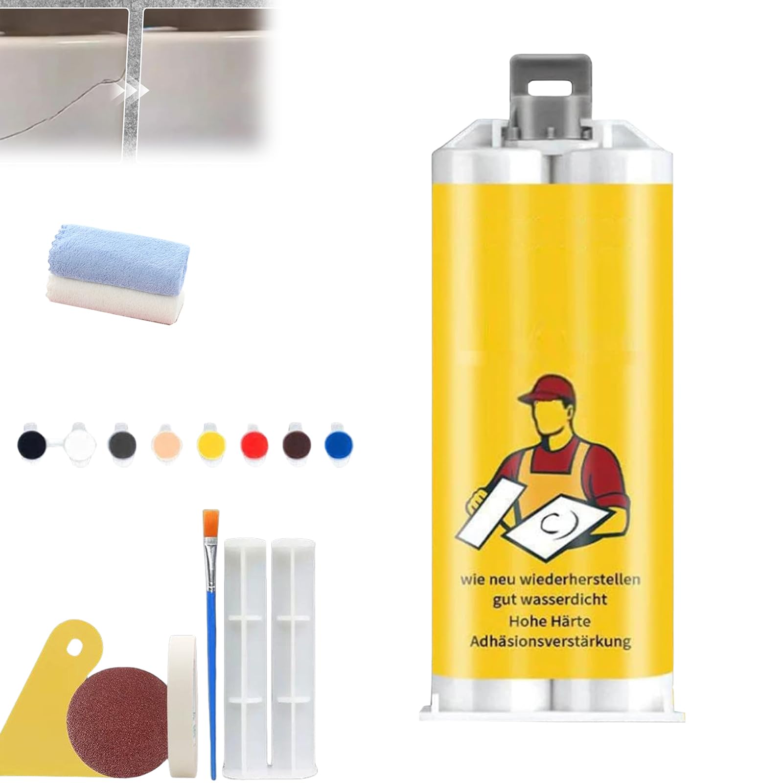 Multifunctional Tile Stone Crack Repair Kit, Ceramic Tile Repair Kit with Tool, Floor Tile Repair Kit, Tile and Ceramic Glaze Repair Paste, for Tile Granite and Marble Repair (1 Set)