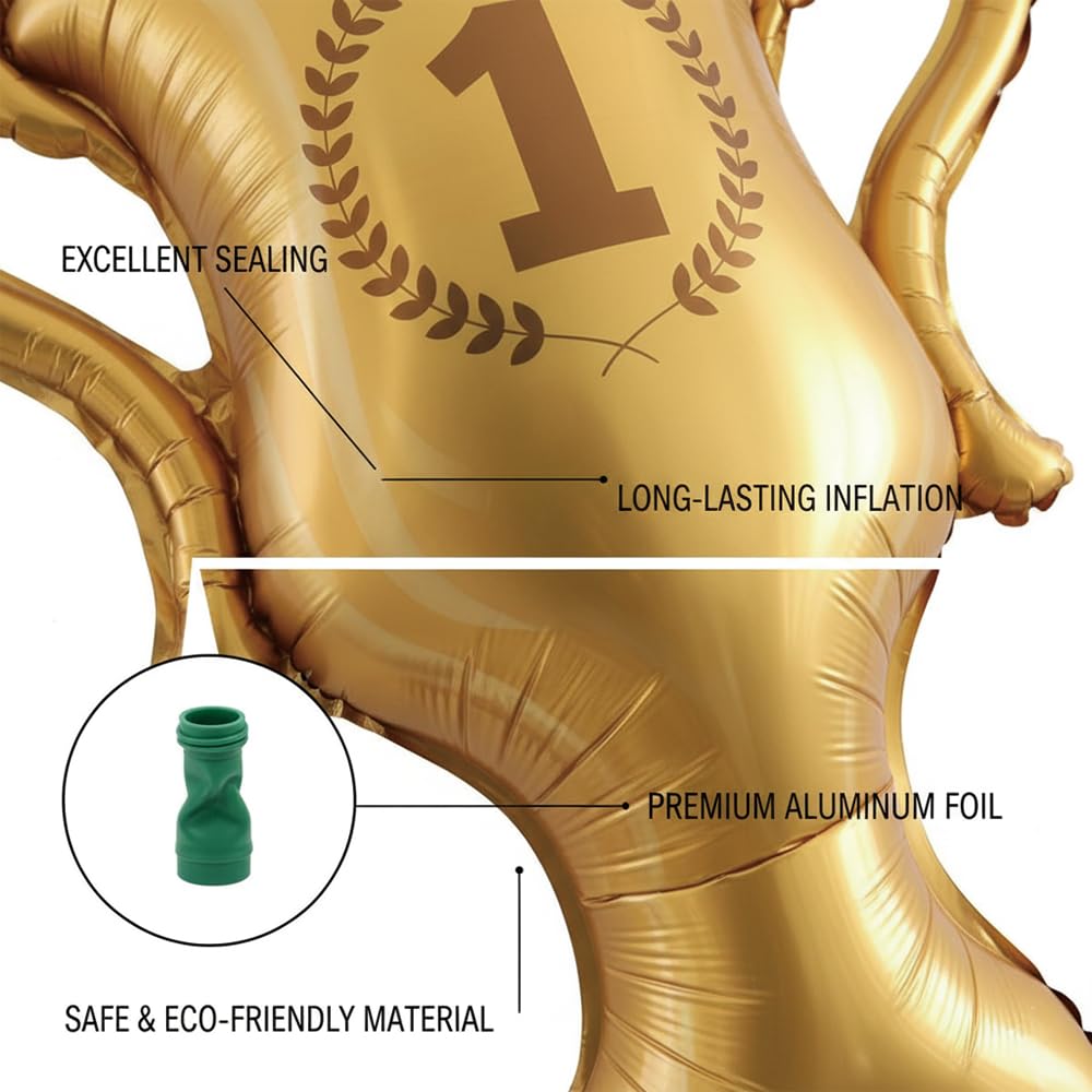 2 Pack Giant Soccer Trophy and Ball Balloons Set, Gold Championship Trophy and Soccer Ball Stack Decorations - Image 4