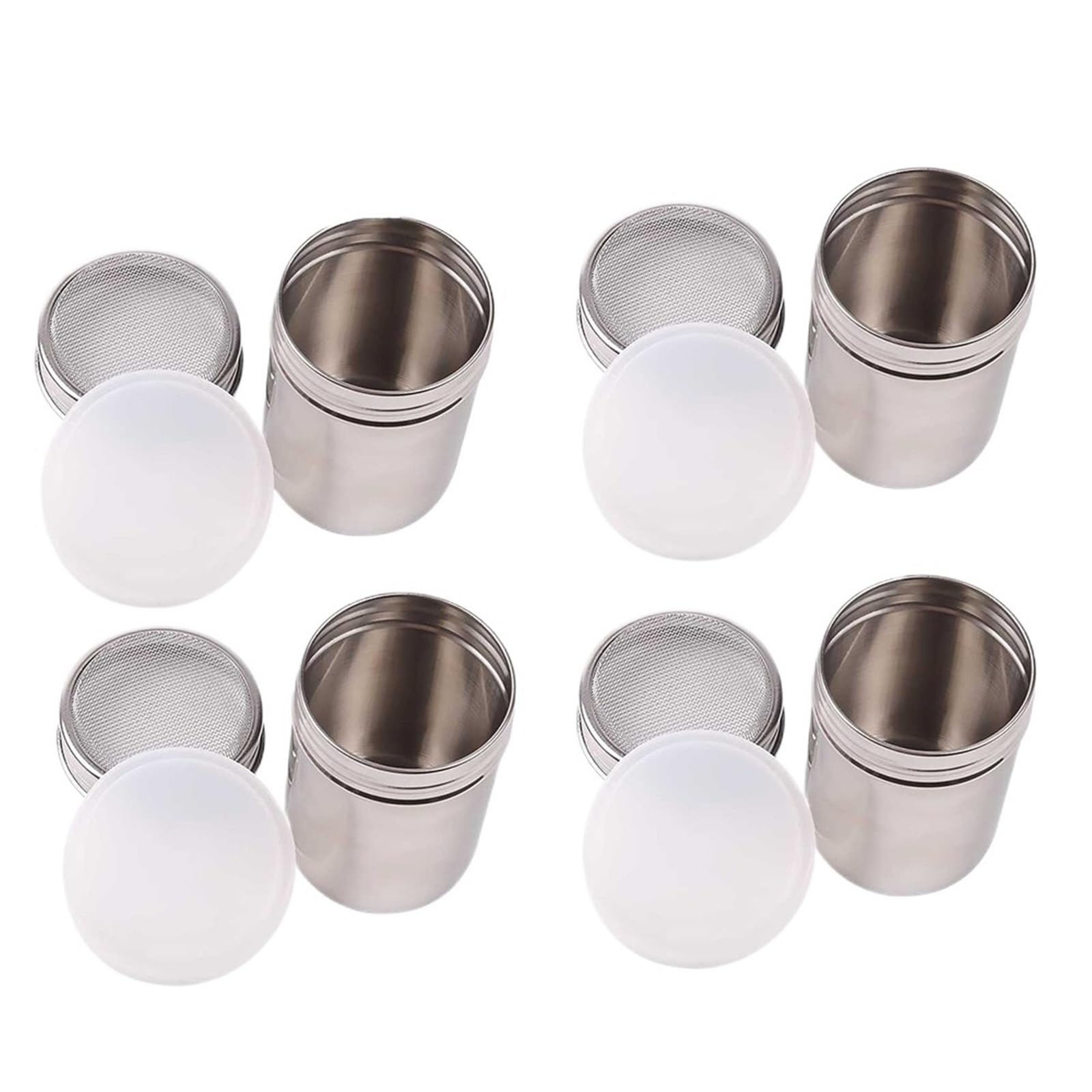 Salero de Malla Acero Inoxidable Plateado 4 Piezas para Casa