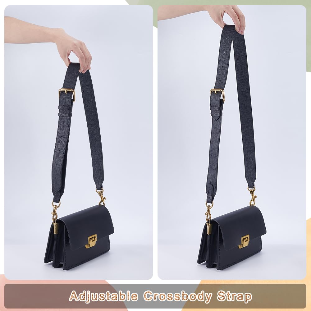 PH PandaHall Tracolla In Pelle di Vacchetta Nera Cinghie per Borsa Manico per Borsa Regolabile Cinghia Larga per Borsa di Ricambio con Fermagli Girevoli per Borsa A Tracolla, 90-118cm