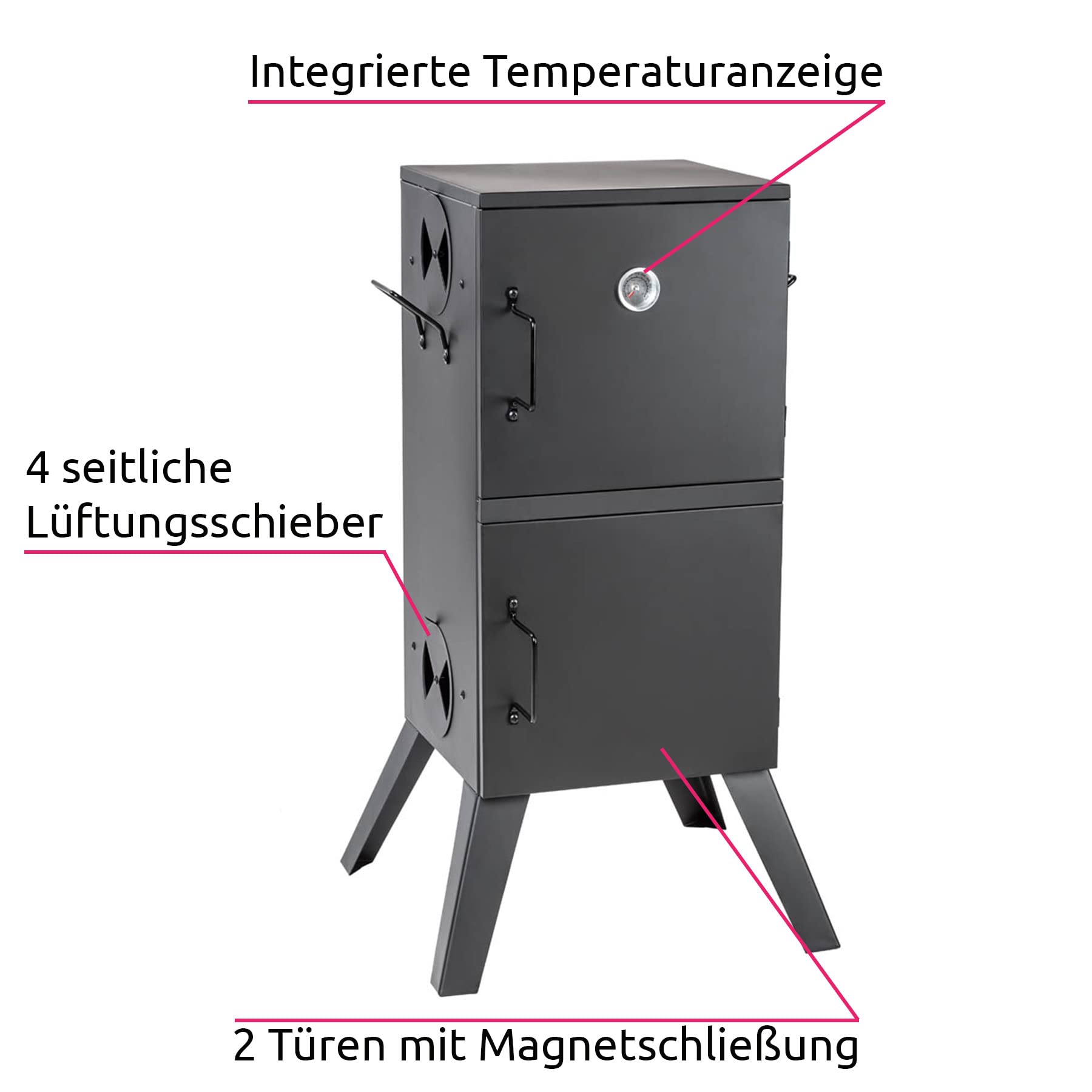 tectake® 401412 Räucherofen mit Temperaturanzeige, beschichtete und hitzebeständige Stahlausführung